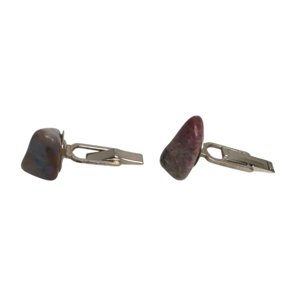Vintage Rock Stone Brown Blue Polished Cuff Links Men's Accessories Formal